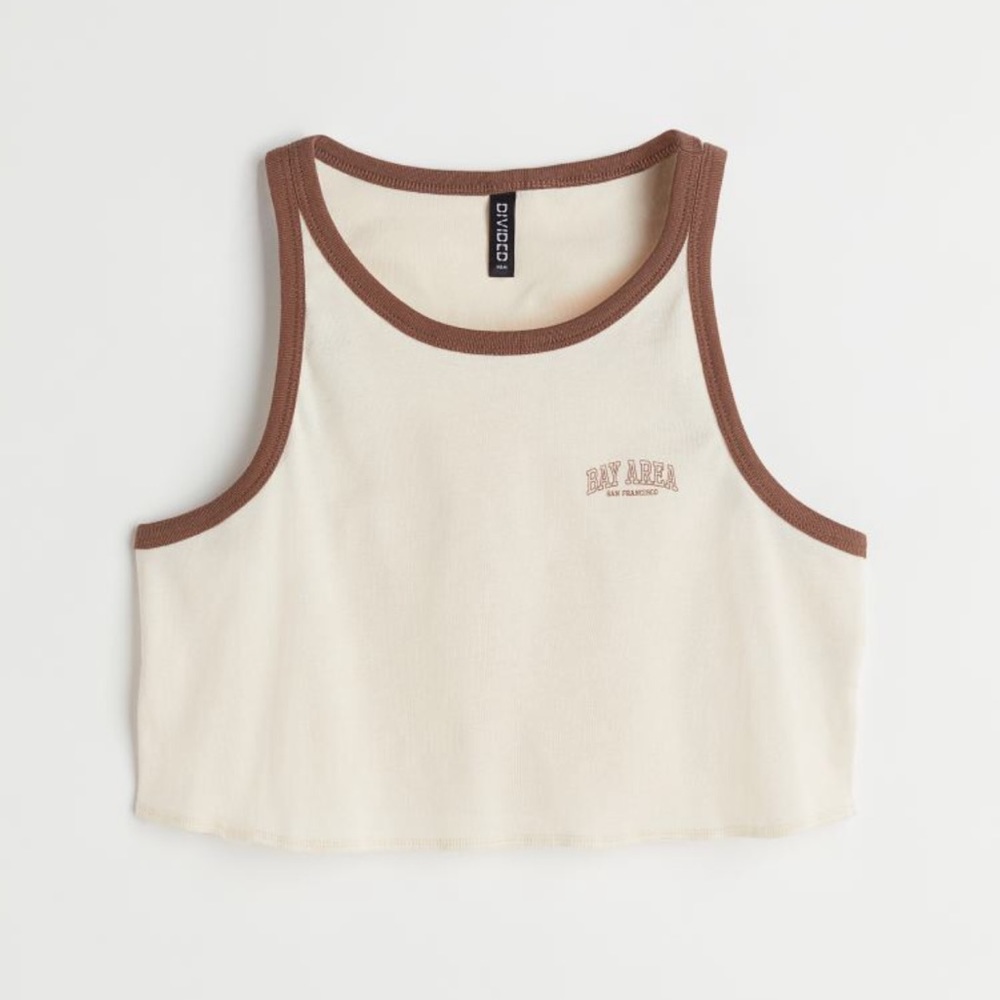 Divided Cropped Ringer Tank Top - Picture 3 of 11